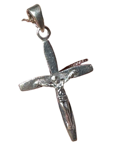 Antique sterling silver handmade 925 crucifix pendant necklace