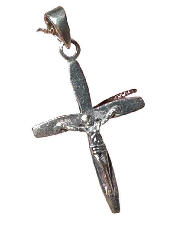 Antique sterling silver handmade 925 crucifix pendant necklace