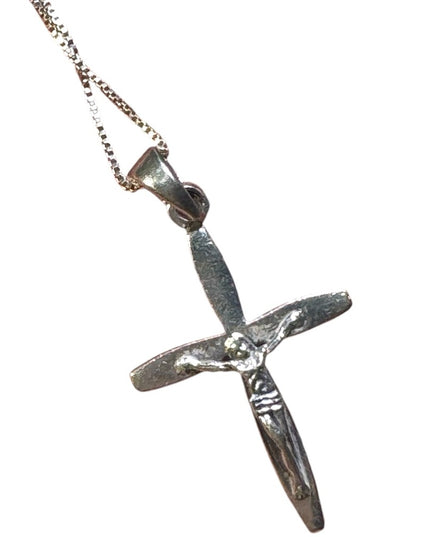 Antique sterling silver handmade 925 crucifix pendant necklace
