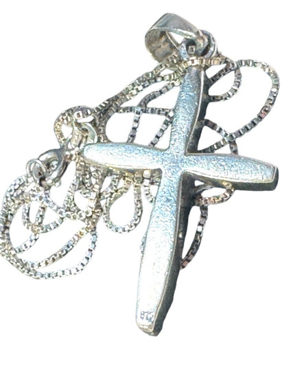 Antique sterling silver handmade 925 crucifix pendant necklace