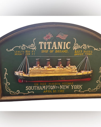 Vintage Titanic Ship of Dreams Wall Plaque 3D