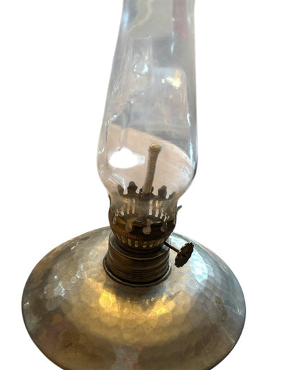 Vintage original Atelier Bernard Chaudron pewter oil lamp made in Quebec, Canada