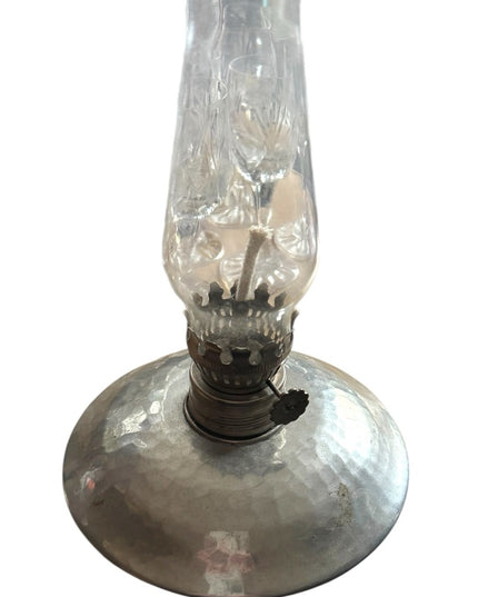 Vintage original Atelier Bernard Chaudron pewter oil lamp made in Quebec, Canada