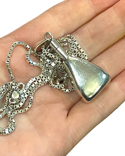 Sterling silver 925 Taxco poison perfume bottle pendant necklace box cha…