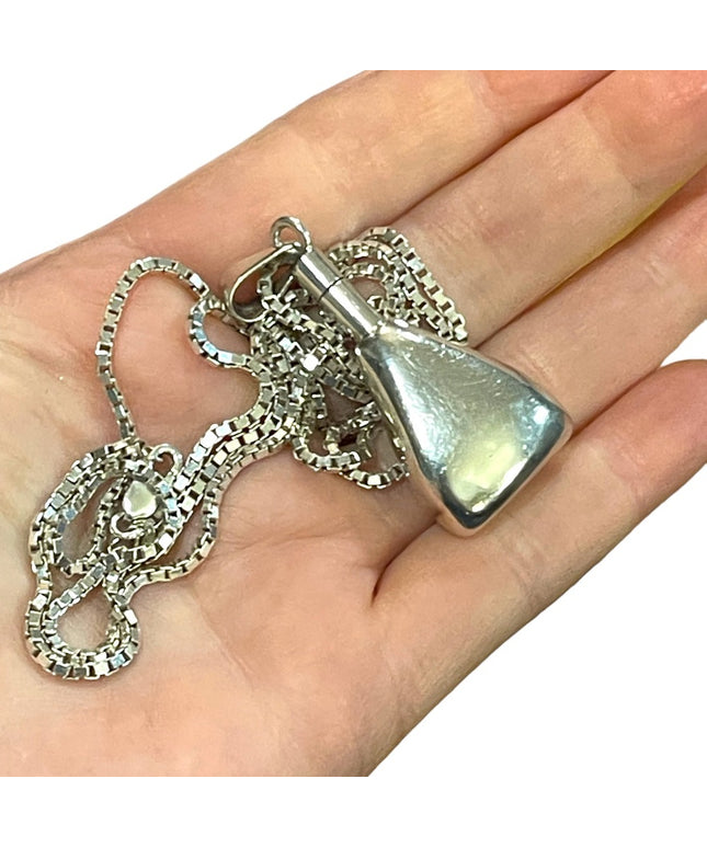 Sterling silver 925 Taxco poison perfume bottle pendant necklace box cha…