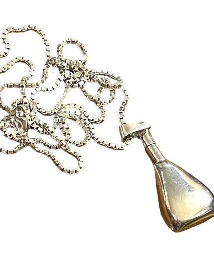 Sterling silver 925 Taxco poison perfume bottle pendant necklace box cha…