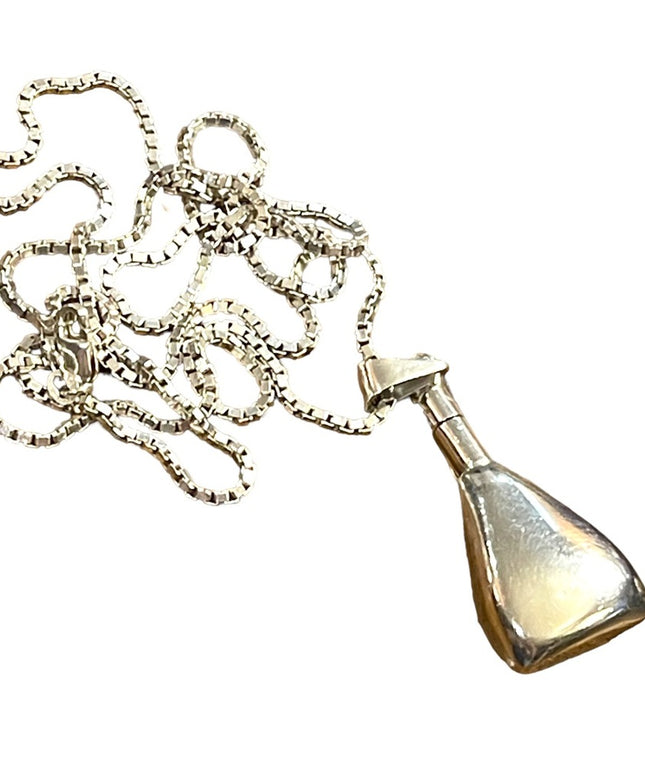 Sterling silver 925 Taxco poison perfume bottle pendant necklace box cha…