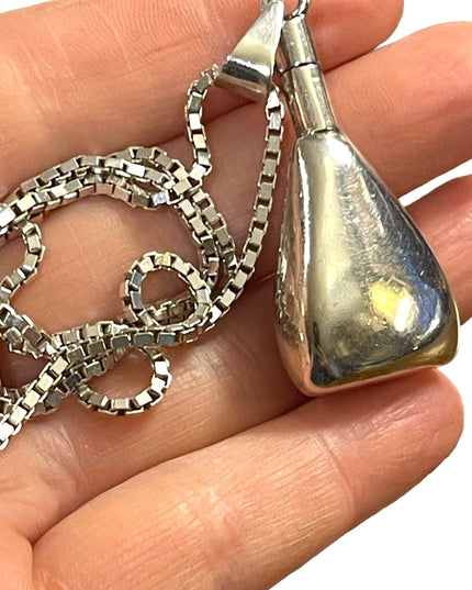 Sterling silver 925 Taxco poison perfume bottle pendant necklace box cha…