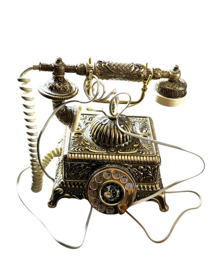 Vintage 1970s Hollywood Regency BRASS solid Heavy Rotary Dial Telephone