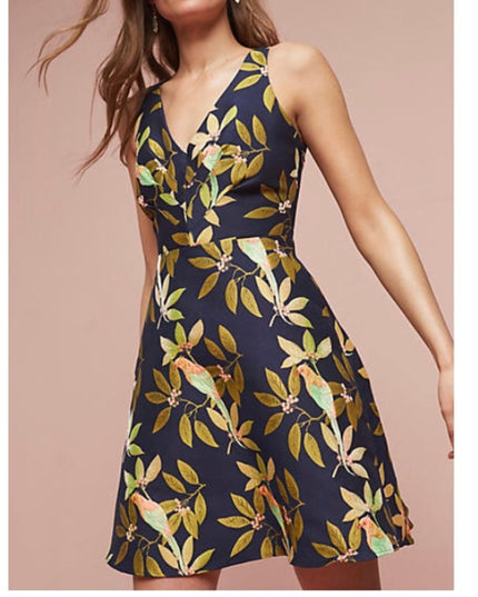Eva Franco Anthropologie Birds Jaquard Dress 2019 NWOT
