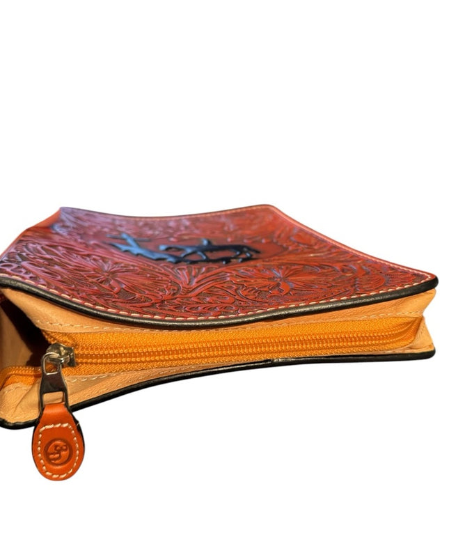 Embossed 3D Leather Journal with Cross and Horse Design Bible book cover