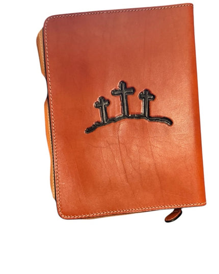 Embossed 3D Leather Journal with Cross and Horse Design Bible book cover