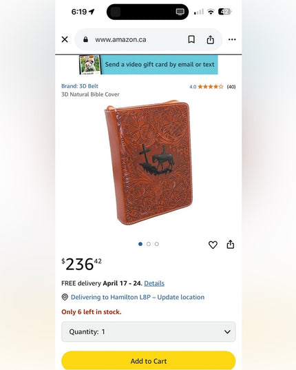 Embossed 3D Leather Journal with Cross and Horse Design Bible book cover