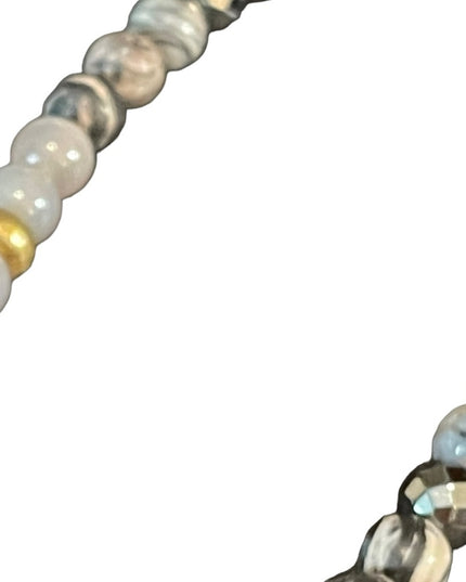 - Sterling silver Druzy Agate onyx hematite double wrap stretch bracelet