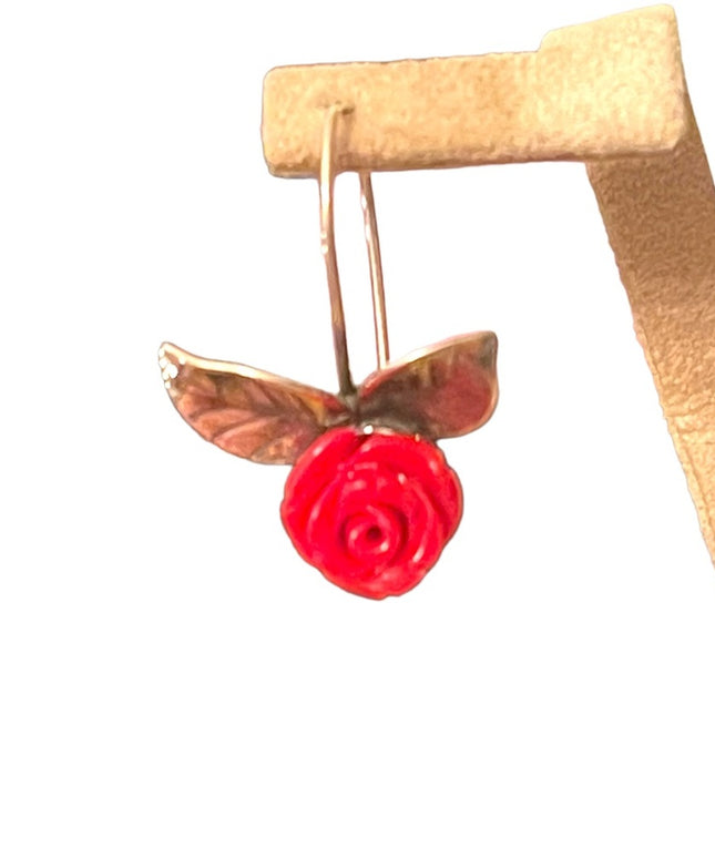 Vintage Sterling Silver Rose dangle Earrings , Sisae Israel 925