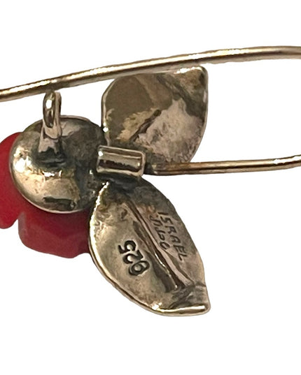 Vintage Sterling Silver Rose dangle Earrings , Sisae Israel 925