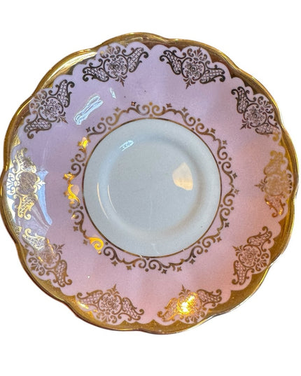 Elegant Royal Albert England Bone China Pink and Gold Teacup and Saucer
