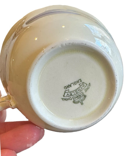 Elegant Aynsley Blue and White Floral Teacup and Saucer Bone China floral