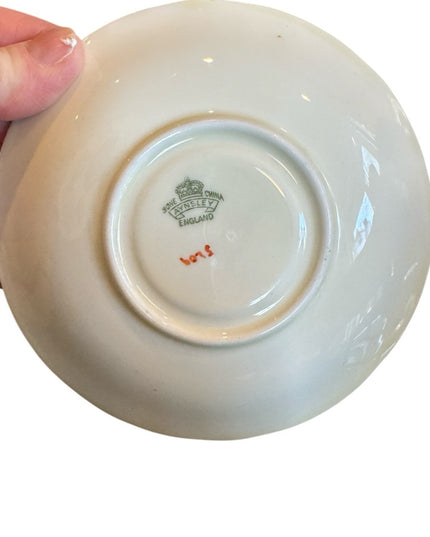 Elegant Aynsley Blue and White Floral Teacup and Saucer Bone China floral