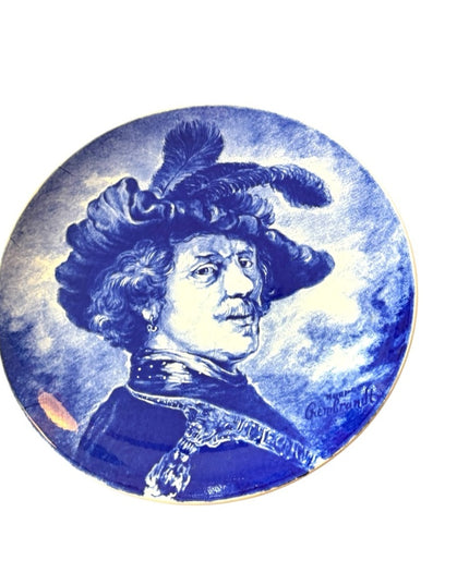 Vintage Boch Freres La Louviere Delft Belgium 11.5" Wall Plates Woman Man x2pc