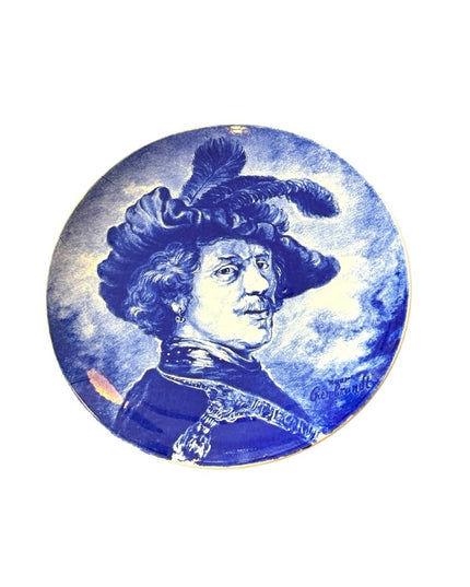 Vintage Boch Freres La Louviere Delft Belgium 11.5" Wall Plates Woman Man x2pc