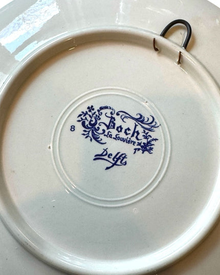 Vintage Boch Freres La Louviere Delft Belgium 11.5" Wall Plates Woman Man x2pc