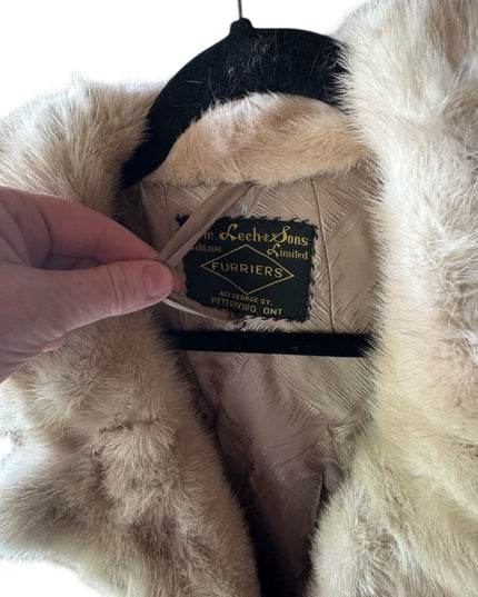 Vintage Mid Century Blonde Curly Persian Lamb  Women's fur Coat mink collar 1970