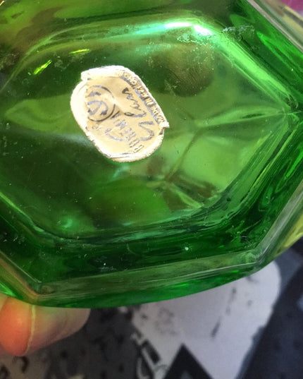 - Vintage Green Glass Bohemian Perfume atomizer & decanter crystal