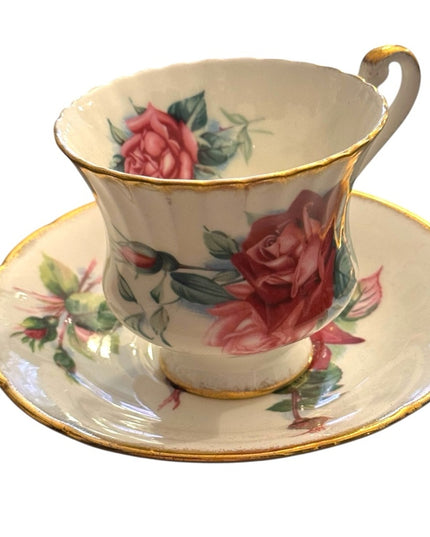 Vintage Christian Dior Floral Roses Paragon Teacup Set RARE