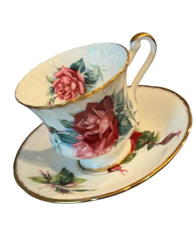 Vintage Christian Dior Floral Roses Paragon Teacup Set RARE