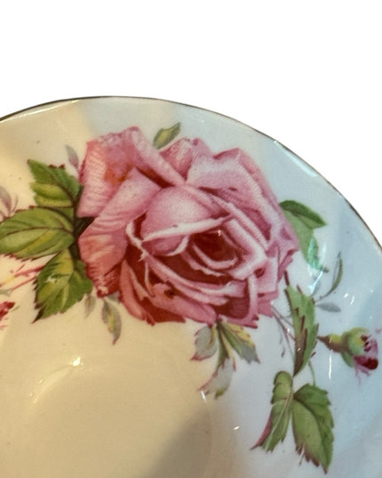 Pink Aynsley Tea Cup Saucer Set Pink Rose  Bone China Floral roses gold trim