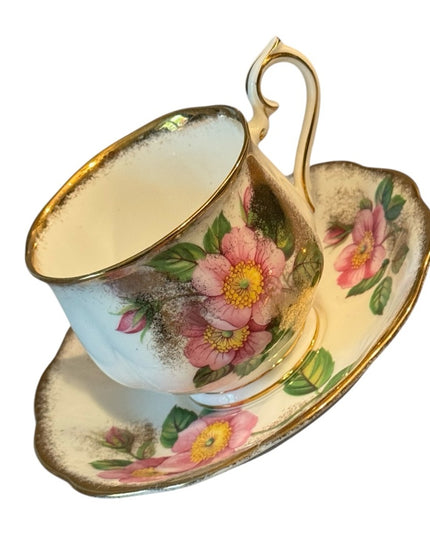 Royal Albert Floral Teacup SET Gold Accents Flowers bone China  Prairie Rose