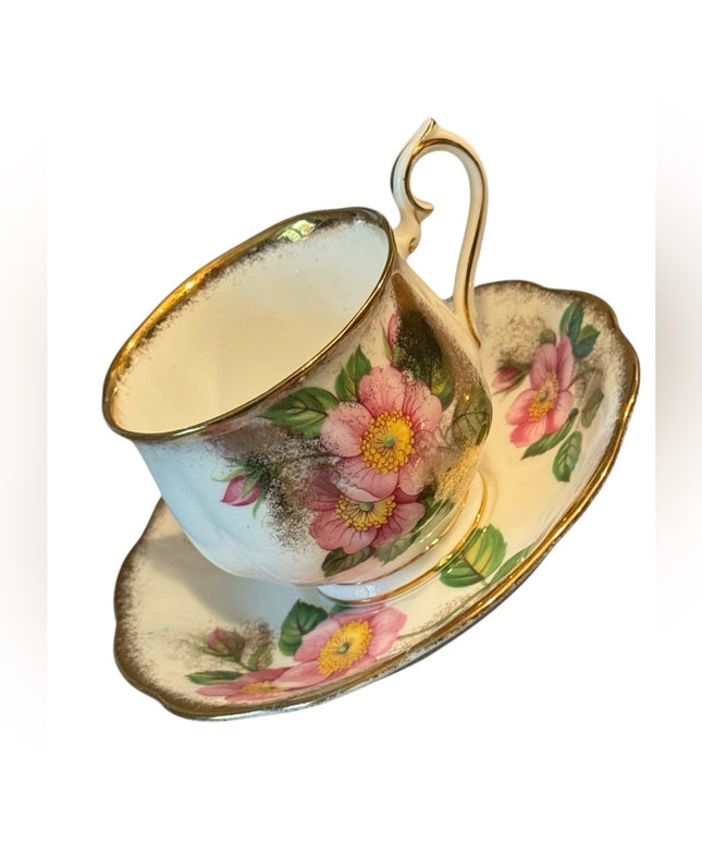Royal Albert Floral Teacup SET Gold Accents Flowers bone China  Prairie Rose