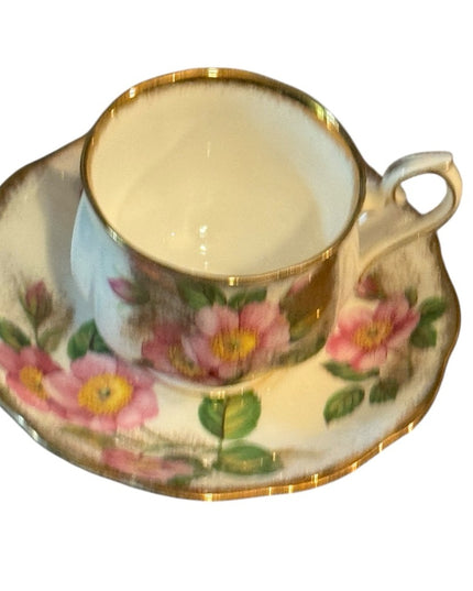 Royal Albert Floral Teacup SET Gold Accents Flowers bone China  Prairie Rose