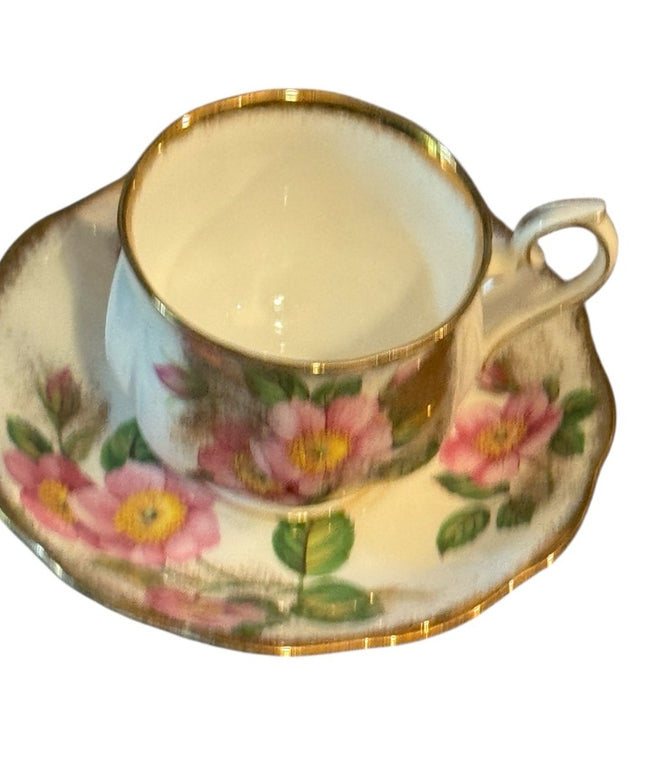Royal Albert Floral Teacup SET Gold Accents Flowers bone China  Prairie Rose
