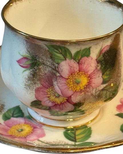 Royal Albert Floral Teacup SET Gold Accents Flowers bone China  Prairie Rose