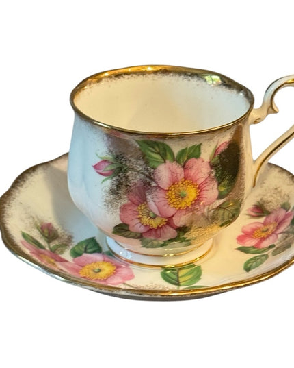 Royal Albert Floral Teacup SET Gold Accents Flowers bone China  Prairie Rose