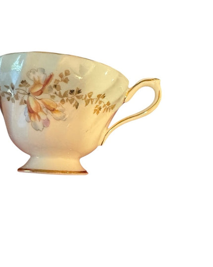 Aynsley Orchid Cup Saucer Blue Floral Spiral Fluted Footed Scalloped Gold RARE