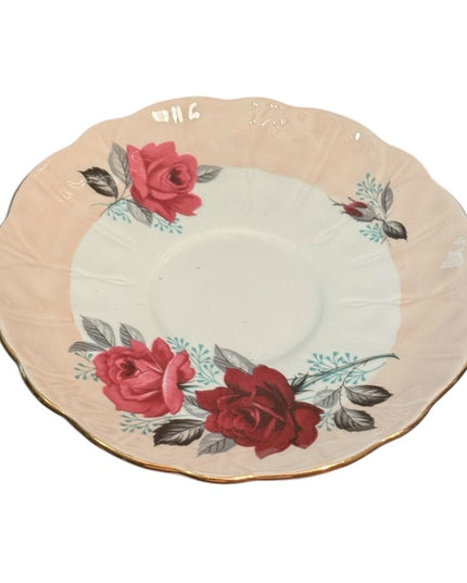Lovely Vintage Aynsley Floral Teacup Roses and Saucer Set with Gold Trim