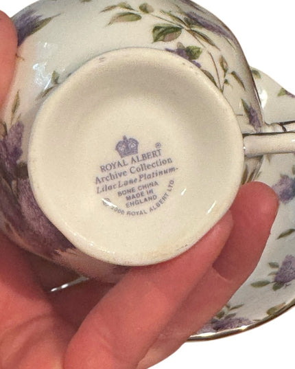 VTG RARE Royal Albert Archive Collection Lilac Lane Platinum  Tea cup Saucer