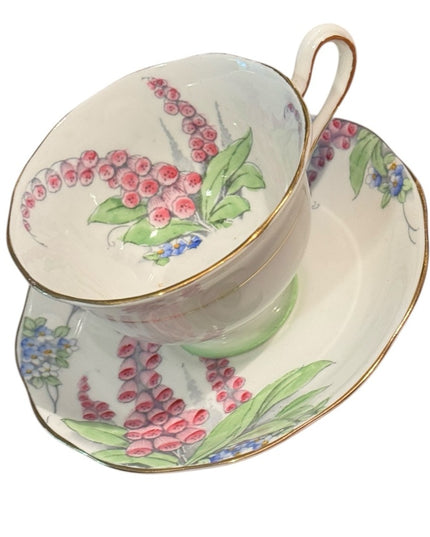 ROYAL ALBERT Antique floral FOXGLOVE Tea Cup & Saucer bone china RARE