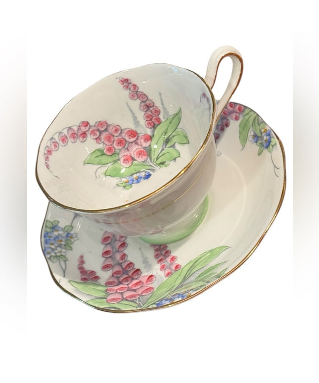 ROYAL ALBERT Antique floral FOXGLOVE Tea Cup & Saucer bone china RARE