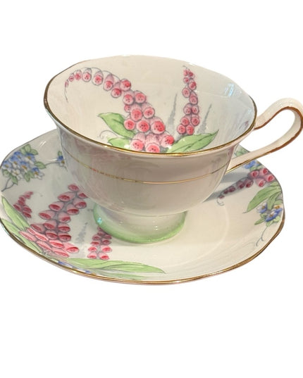 ROYAL ALBERT Antique floral FOXGLOVE Tea Cup & Saucer bone china RARE
