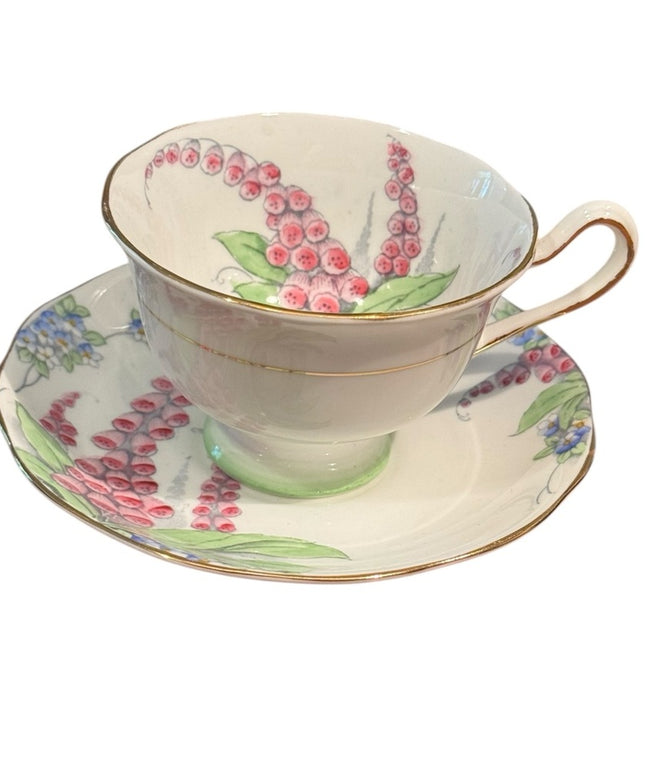 ROYAL ALBERT Antique floral FOXGLOVE Tea Cup & Saucer bone china RARE