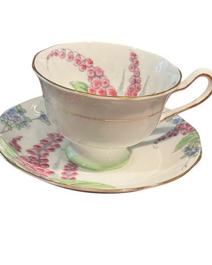 ROYAL ALBERT Antique floral FOXGLOVE Tea Cup & Saucer bone china RARE