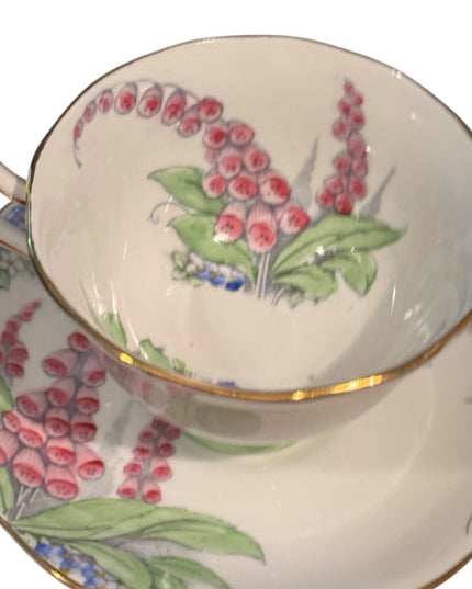 ROYAL ALBERT Antique floral FOXGLOVE Tea Cup & Saucer bone china RARE