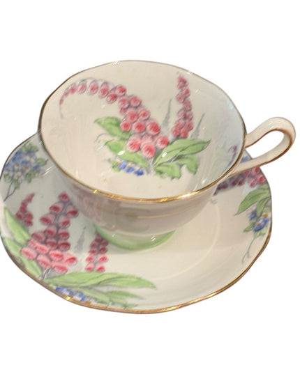ROYAL ALBERT Antique floral FOXGLOVE Tea Cup & Saucer bone china RARE
