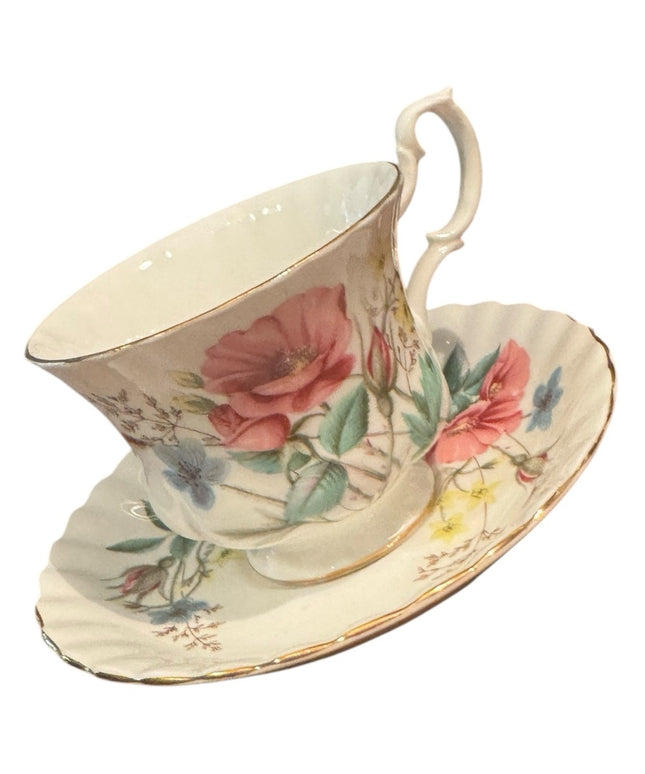 Vintage Flowers Royal Albert Floral Teacup and Saucer Set