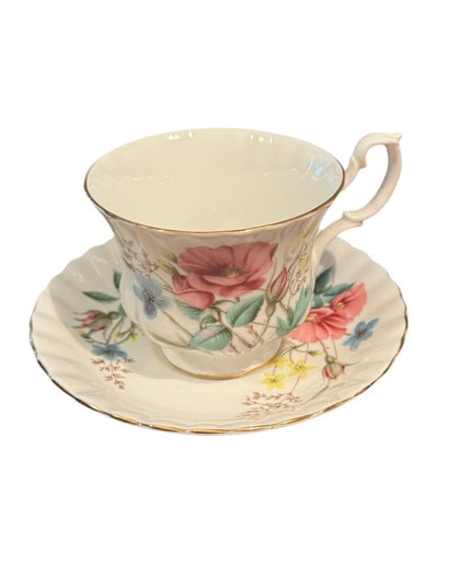 Vintage Flowers Royal Albert Floral Teacup and Saucer Set