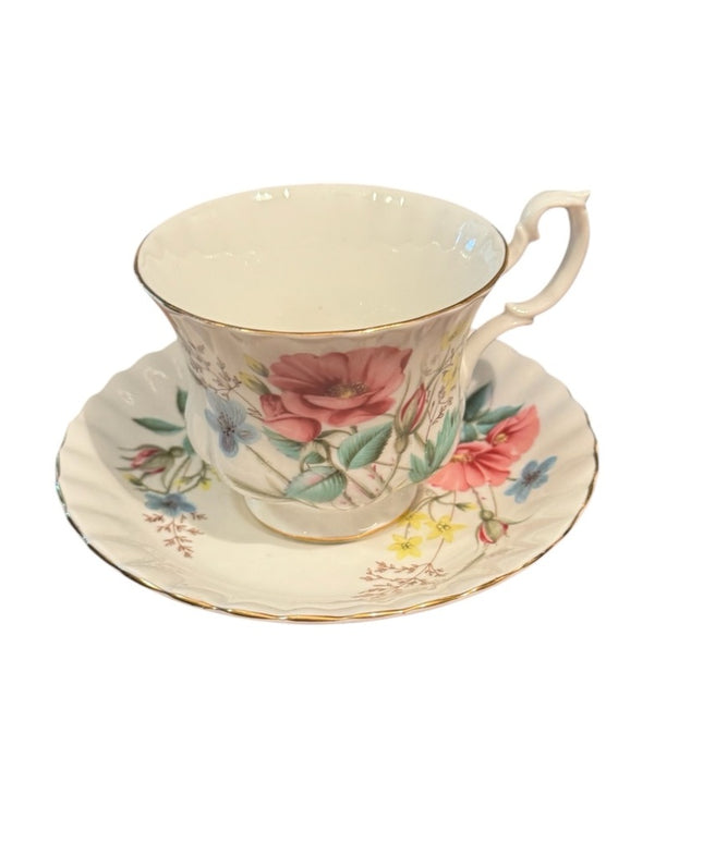 Vintage Flowers Royal Albert Floral Teacup and Saucer Set